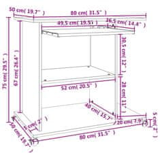 Vidaxl Računalniška miza visok sijaj bela 80x50x75 cm iverna plošča