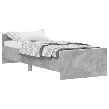 Vidaxl Posteljni okvir betonsko siv 75x190 cm inženirski les
