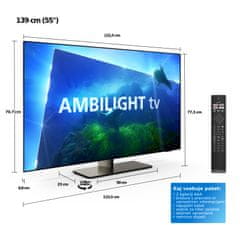 55OLED818/12 4K UHD OLED televizor, AMBILIGHT tv , Google TV, 120 Hz