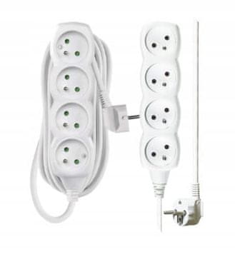 shumee Podaljšek z ozemljitvijo, 4 vtičnice, 5 m, bel