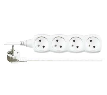 shumee Podaljšek z ozemljitvijo, 4 vtičnice, 3 m, bel