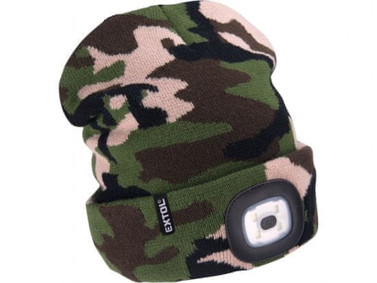 Extol Light kapa z naglavno svetilko 4x45lm, USB polnjenje, kamuflaža, univerzalna velikost