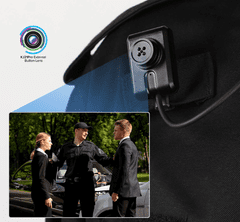 Boblov Policijska kamera KJ21 Pro z zaslonom na dotik in daljinskim upravljalnikom S kamero z zunanjim gumbom