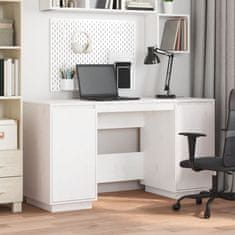 Vidaxl Pisalna miza bela 140x50x75 cm trdna borovina