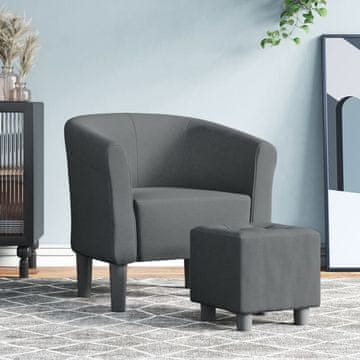 Vidaxl vidaXL Ležalnik s taburejem, temno siv, oblazinjenje iz blaga