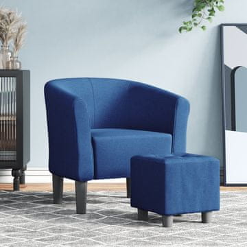 Vidaxl vidaXL Gugalni stol s podnožjem, moder, oblazinjen s tkanino