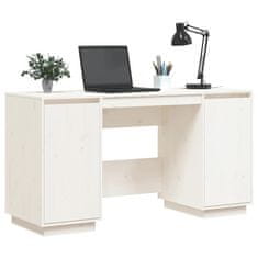 Vidaxl Pisalna miza bela 140x50x75 cm trdna borovina