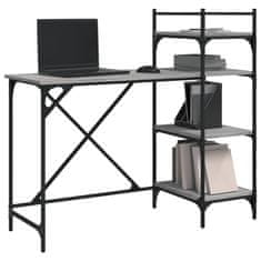 Vidaxl Računalniška miza s policami siva sonoma 120x47x109 cm