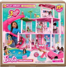 Mattel BARBIE - Dream Villa, hišica za punčke Pool Party z več kot 75 kosi in toboganom v 3 nadstropjih, dvigalom za hišne ljubljenčke in igralnimi površinami za kužke, za otroke od 3 let, HMX10