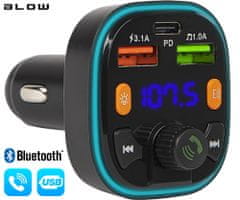 Blow 74-170 FM oddajnik, Bluetooth 5.0, QC 3.0, SuperBASS, LCD, telefoniranje, 2x USB-A, 1x USB-C
