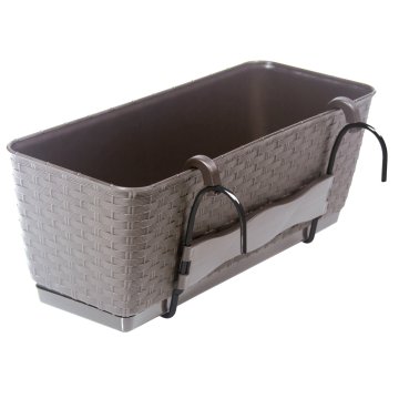 botle Škatla za ograjo balkon terasa cvetlični lonec imitacija ratana 49,2 cm mokka