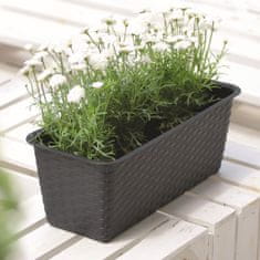botle Zaboj za rastline za balkon in teraso v videzu ratana, bel, dolg 38,6 cm - Moderna oblika, velika zmogljivost, kot nalašč za balkonsko pohištvo v tem slogu