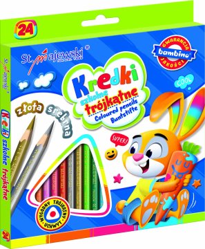 WOWO Šolske barvice Bambino - Šolske barvice BAMBINO trikotne oblike, set 24 barv