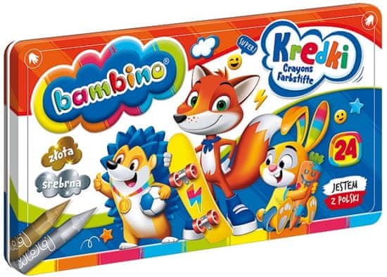 WOWO Bambino barvice 24 barv - BAMBINO barvice v kovinski škatli, 24 barv