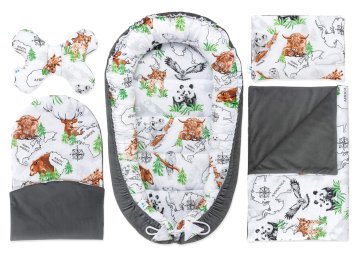 Pepi Komplet za dojenčka Wild Land 5 v 1 z žametom v temno sivi barvi - KN-Z5-WL-VDGEY