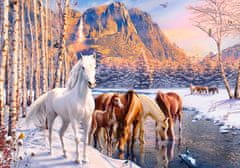 WOWO Sestavljanka Konji v zimski pokrajini - CASTORLAND Puzzle Winter Melt, 500 kosov, za otroke 9+ let