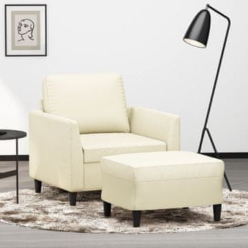 Vidaxl vidaXL Fotelj s podnožjem, kremne barve, 60 cm, umetno usnje