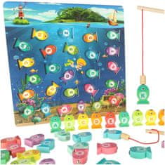 WOWO Montessori magnetna igra za ribolov - Montessori magnetna lesena igra za ribolov