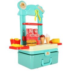 WOWO Fast Food za otroke - Otroška kuhinja v kovčku - Fast Food set s hamburgerji, sladoledom in krompirčkom, 55 cm