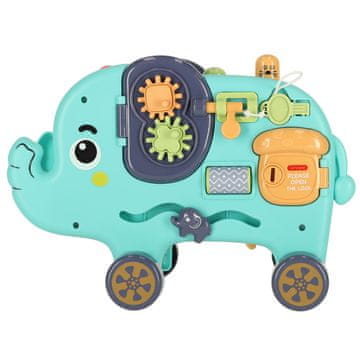 WOWO Montessori slonček z luknjačem - Interaktivni slonček Montessori z luknjačem, sortirnikom, kockami in kladivom - 26 cm