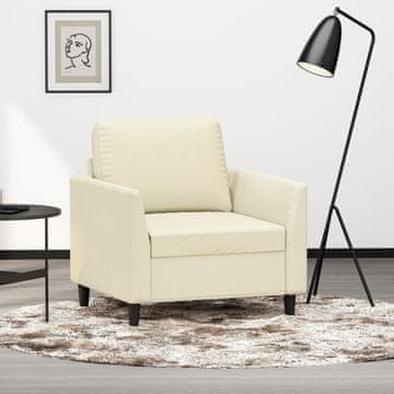 Vidaxl vidaXL Fotelj, kremne barve, 60 cm, oblazinjen z umetnim usnjem