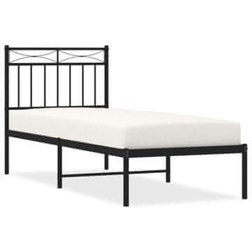 Vidaxl Kovinski posteljni okvir z vzglavjem črn 80x200 cm