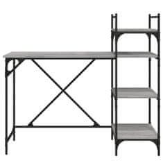 Vidaxl Računalniška miza s policami siva sonoma 120x47x109 cm