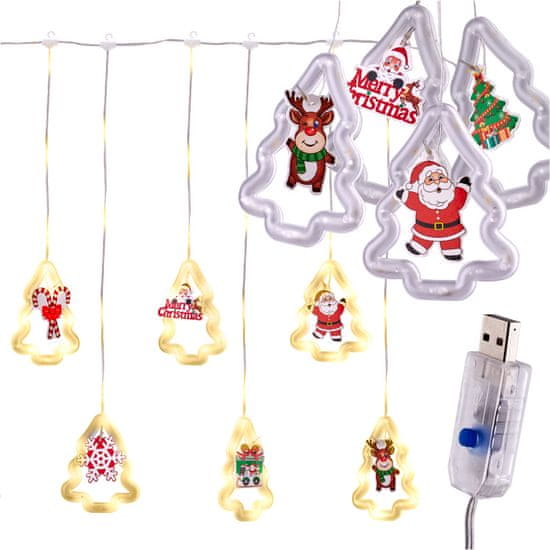WOWO LED viseče lučke za božič - božične LED viseče lučke s slikami na drevesih, 3 m, 10 USB žarnic