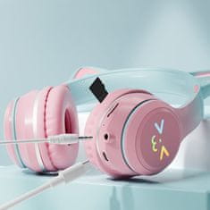 MG CA-042 brezžične slušalke z mačjimi ušesi, roza