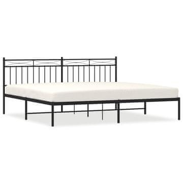 Vidaxl Kovinski posteljni okvir z vzglavjem črn 193x203 cm