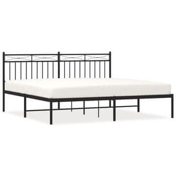 Vidaxl Kovinski posteljni okvir z vzglavjem črn 183x213 cm