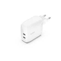 Belkin BOOST CHARGE Dual 60W USB-C Power Delivery PPS Stenski polnilnik, bel