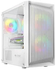 LOGIC PC ohišje Atos ARGB MINI 1x USB 3.0, 2x USB 2.0 + avdio, belo, brez napajalnika