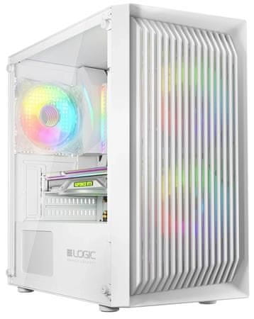 LOGIC PC ohišje Atos ARGB MINI 1x USB 3.0, 2x USB 2.0 + avdio, belo, brez napajalnika