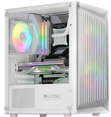 LOGIC PC ohišje Atos ARGB MINI 1x USB 3.0, 2x USB 2.0 + avdio, belo, brez napajalnika