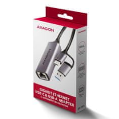 AXAGON ADE-TXCA, USB-C + USB-A 3.2 Gen 1 - Gigabitna Ethernet omrežna kartica, Asix AX88179, samodejna namestitev