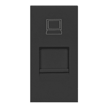 Orno modularna vtičnica 22,5x45mm rj45 cat 5e, črna