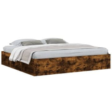 Vidaxl Posteljni okvir dimljen hrast 200x200 cm