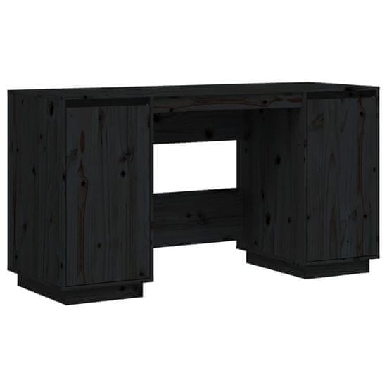 Vidaxl Pisalna miza črna 140x50x75 cm trdna borovina