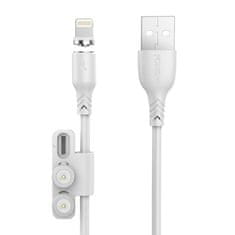 Foneng Magnetni kabel 3-v-1 USB na USB-C / Lightning / Micro USB Foneng X62, 2,4 A, 1 m (bela)