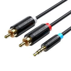 Vention kabel 3,5 mm moški do 2x moški rca 1,5 m vention bclbg črn