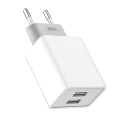 XO L65 omrežni polnilnik, 2x USB + kabel USB (bela)