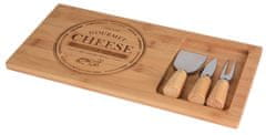 STREFA 4-delni komplet deske za sir iz bambusa (deska 38x18,5x1,5 cm, 2x nož, 1x vilice)