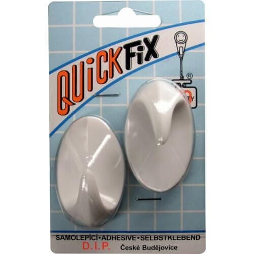 STREFA Bela plastična kljuka QUICK FIX samolepilna ovalna (2 kosa) 6796