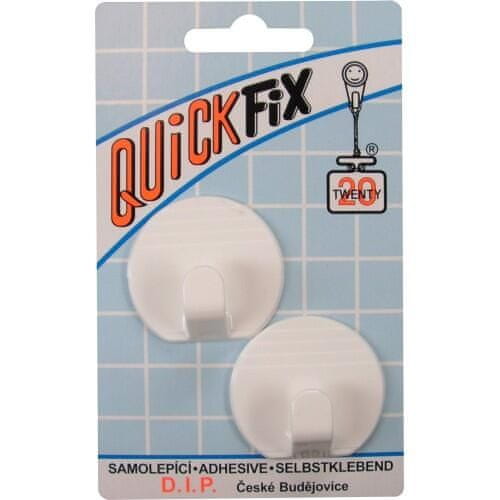 STREFA Bela plastična kljuka QUICK FIX samolepilna okrogla (2 kosa) 6563