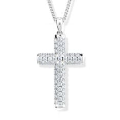 Modesi Svetleča srebrna ogrlica Cross M00141