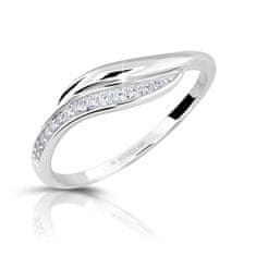 Modesi Eleganten srebrn prstan s cirkoni M00210 (Obseg 50 mm)