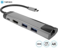 Natec Fowler Go USB zvezdišče, 2x USB, HDMI, Ethernet, USB-C (USB-HUB-NAT-FOWLER-GO)