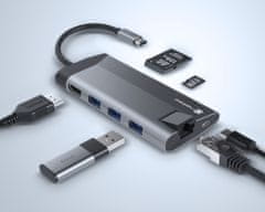 Natec Fowler Plus USB zvezdišče, 3x USB-A, HDMI, Ethernet, USB-C, microSD (USB-HUB-NAT-FOWLER-PLUS)