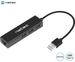 Natec Dragonfly USB zvezdišče, 3x USB, Ethernet (USB-HUB-NAT-DRAGONFLY)